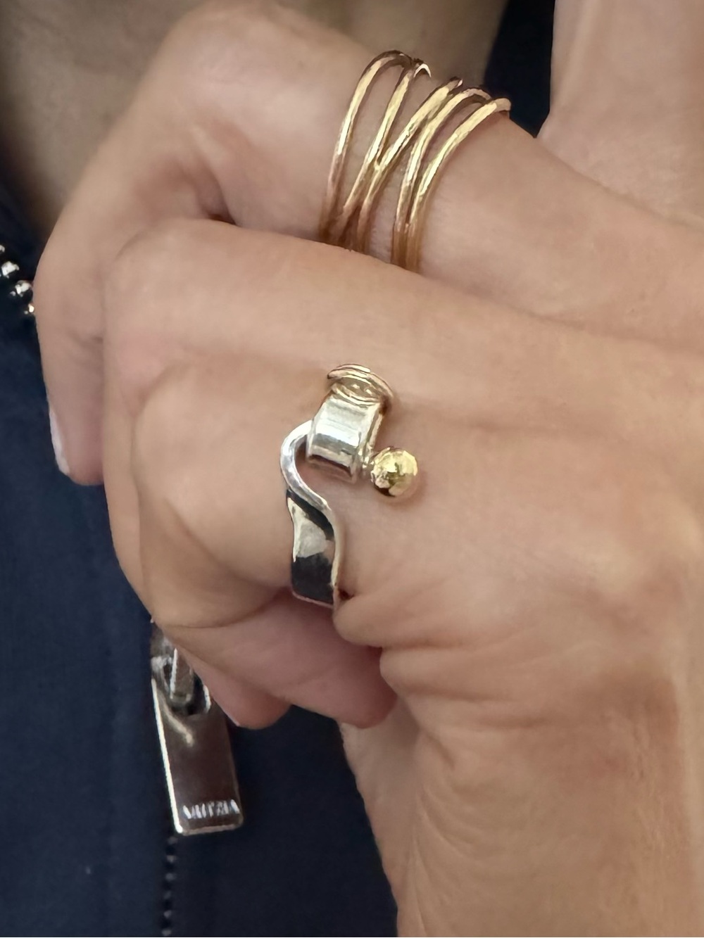 Tiffany & Co SS 18K Gold Hook & Eye Ring Sz 4.5